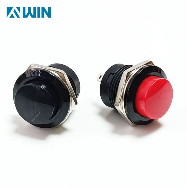 Red-Off-(On)-Low-Profile-Round-16mm-Momentary-Push-Button-Switch-3A-SPST